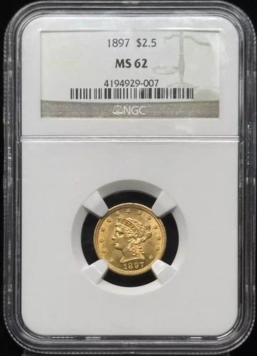 1897 P $2.50 Liberty Head Quarter Gold Eagle NGC MS-62