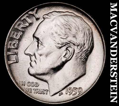 1959 Roosevelt Dime- Silver- Choice Gem Brilliant Unc Luster No Reserve #J4986