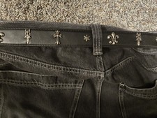 Chrome Hearts Dagger Belt Stars Black Leather Men's Silver Buckle No Box