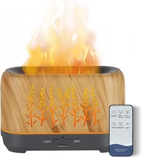 NEWYID Essential Oil Diffuser, 240ml Ultrasonic Flame 3 Wood 