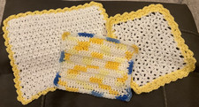 HANDMADE SET OF 3 CROCHET COTTON DISH/WASH CLOTHS - NEW