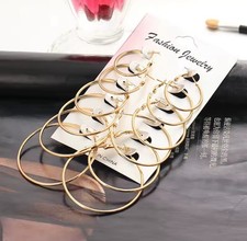6pcs Set Hoop Loop Earrings for Womens Silver Golden Small Big Round Earrings UK