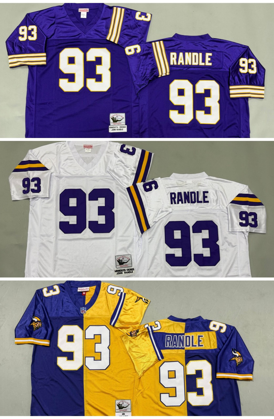 Vintage John Randle #93 Vikings Throwback Stitched Jersey