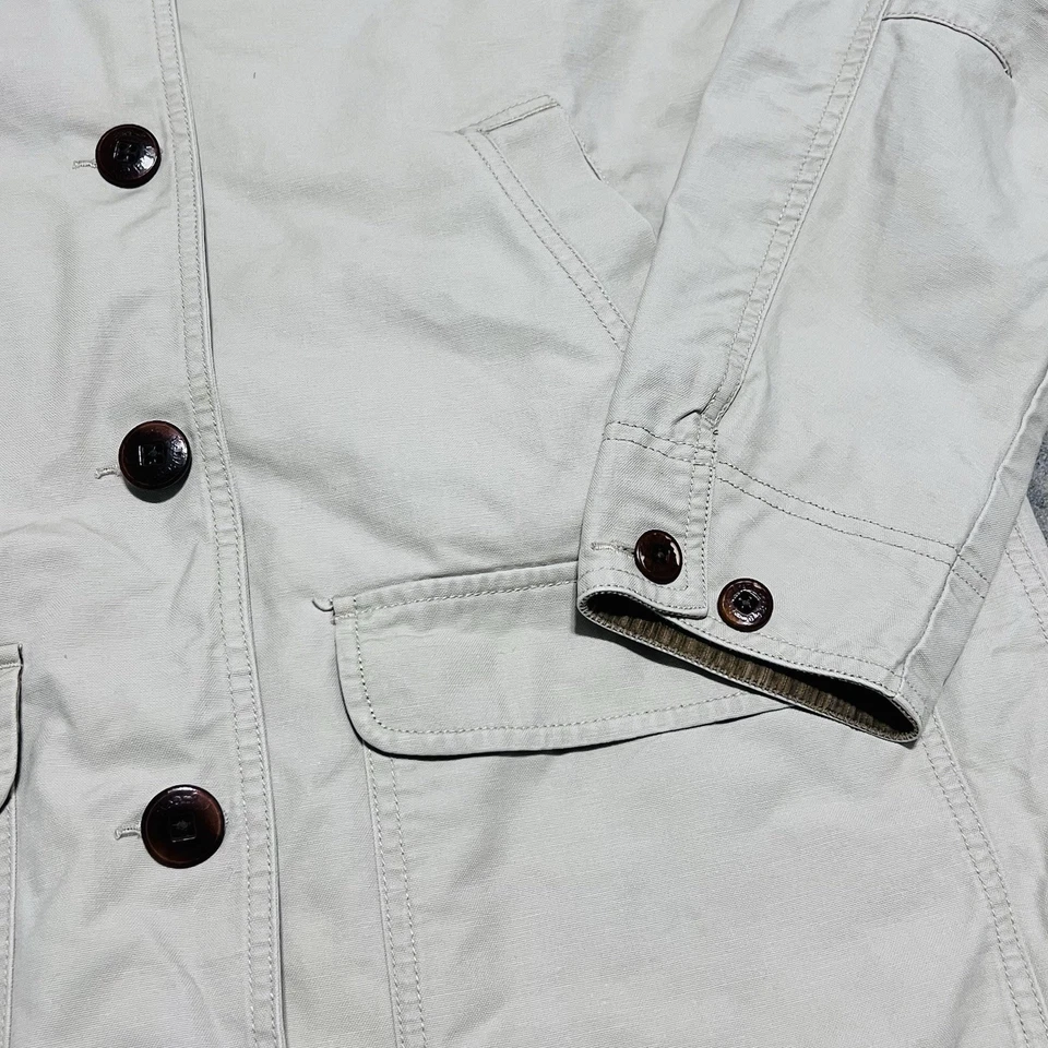 Jaqueta feminina L.L.Bean bege médio colarinho de veludo algodão celeiro - Imagem 4 de 4