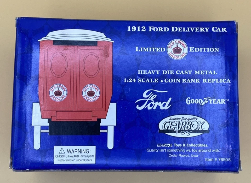 1997 Gearbox Die Cast 1912 Ford Red Crownn Gas Goodyear Delivery Truck Bank - Image 3 of 4