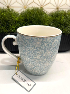 Brand New! Morris & Co-William Morris ''BLUEBELL  Blue & White Coffee Mug-TRENDY!