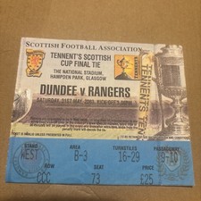 Dundee v Rangers Scottish Cup Final Ticket 31/5/2003