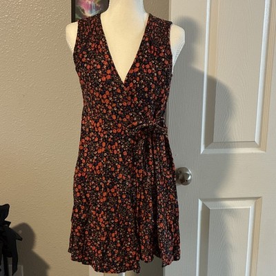 Universal Thread Floral Sleeveless Wrap Dress V-Neck Short Size S