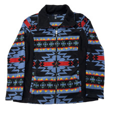 Chaps Tribal Print Fleece Jacket Womens Size Medium Full Zip Southwestern Aztek