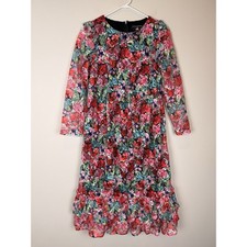 Little Mistress Bouquet Slay Midi Dress Modcloth Floral Long Sleeve Lace Sz 8