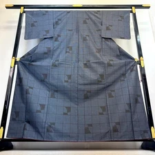 Oshima Tsumugi Basting Thread Indigo Dyed Tsumugi Plaid Pattern NK-1138