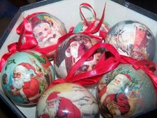 12 Twelve Antique Santas Christmas Ornaments 1995 C&F Enterprises Original Box