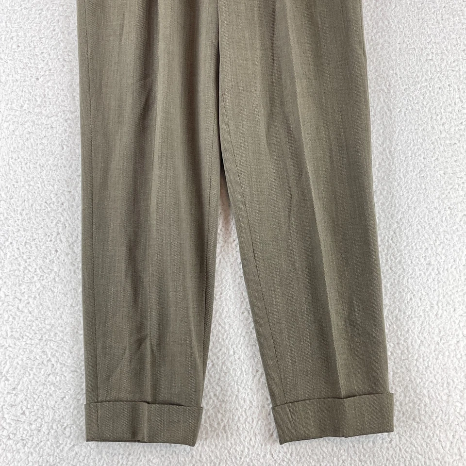 Escada Margaretha Ley Pants Womens Size Medium (40) Brown Wool Cuffed Pleated - Image 3 of 4