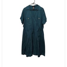 Ashley Stewart Faux Wrap Shirt Dress 22 Blue Career Office Preppy Old Money Boho