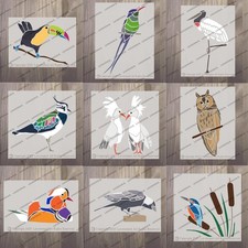 Bird stencils lovestencil HOUSEMARTIN MAGPIE KINGFISHER MARSH HARRIER MANAKIN