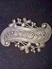 Vtg Metal Leaf  Silver Tone metal Brooch Pin Costume Jewelry 2" x2.5" Light weig