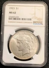 1923 Philadelphia Peace Silver Pcgs Ms 62