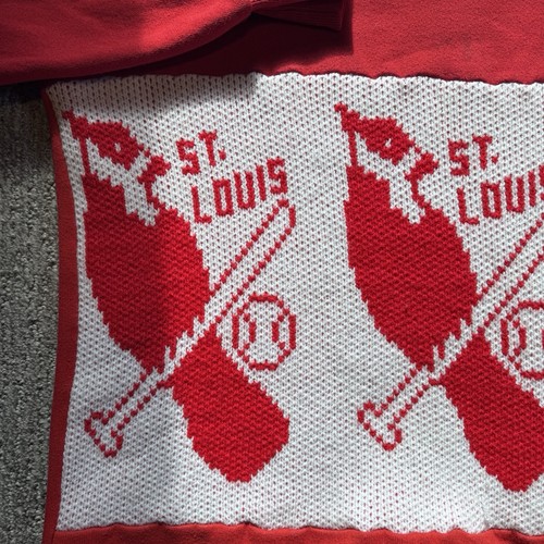 Felpa maglione patchwork vintage Jerzees USA rielaborata St Louis Cardinals rosso XXL - Foto 3 di 11