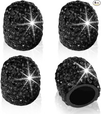 4PCS Crystal Rhinestone Tire Valve Caps, Dustproof Tire Valve Stem Caps, Black