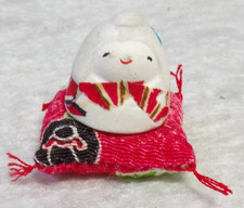 KYOTU JIZO JAPANESE ART VINTAGE MINIATURE FIGURINE PAPER MACHE ON A SOFT PILLOW