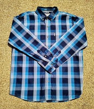 Carhartt Men's XL Relaxed Fit Blue Plaid Long Sleeve Button-Down Shirt