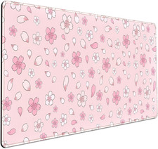 Pink Cherry Blossom Large Mouse Pad XXL 31.5''x15.7'', Pastel Anime Aesthetics D