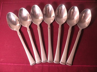 Set of 7 Mikasa HARMONY FROST Oval Soup spoons Stainless 18/10 Flatware 7 5/8''