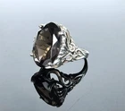 Vintage Kabana Sterling Silver Smoky Quartz Ring Size 6.5 Bold Statement