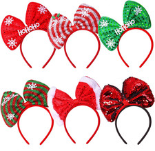 6 Pack Christmas Bow Headband Party Hats Hair Hoop Holiday Decoration Headdress