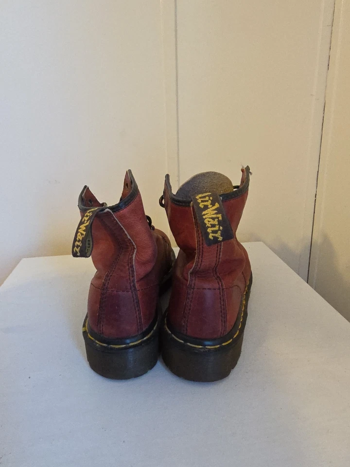 Dr. Martens Burgundy Red Lace Up Boots Canvas Shoes Size 10 High Top - Image 4 of 4