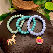 3 PC Child  s Kid Beaded Stackable 2  Diameter Plus Stretch Bracelet Set B824