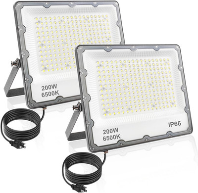 200W LED Flood Lights - 20,000LM Outdoor Security Lights, 2 Pack, IP66 Waterproo