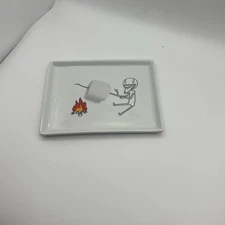 CB2 Oliver Biscotti 2011 Appetizer Plates Set Of 2 Toasting Marshmallows