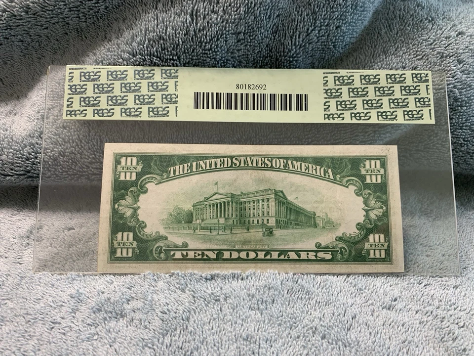 1928 B $10 Federal Reserve Note Fr 2002-B PCGS Currency 40 PPQ Light Green Seal - Image 2 of 2