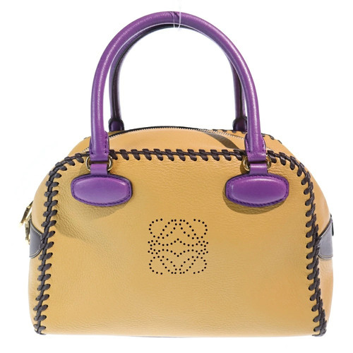 LOEWE Amazona 26 Bicolor Brown Purple Handbag Leather Condition A Color