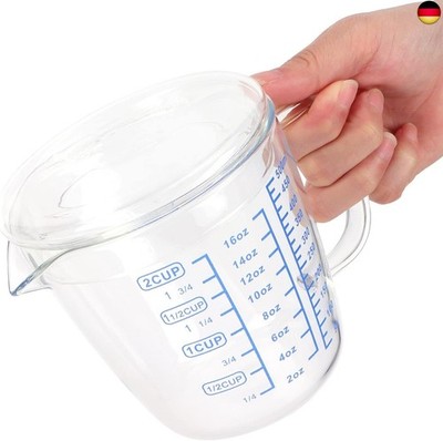 Nikou Hitzebeständiger Glas Messbecher, Milchwaage, Messbecher Mit Deckel, 