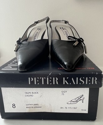 NIB Women's Peter Kaiser Black Slingback Leather Shoes Made in Germany Size 8
