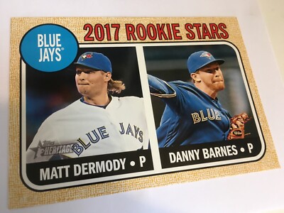 2017 Topps Heritage 5x7 Dermody Danny Barnes Blue Jays RC 393 01/10 Gold