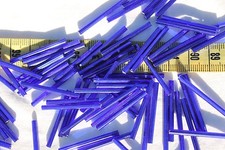 30mm Straight Silver Lined Cobalt Czech Bugle Bead Crafts Jewelry/50 grams