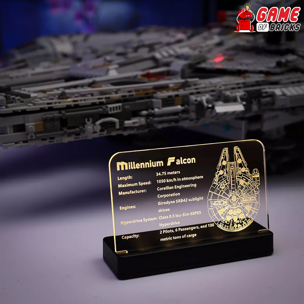 Game of Bricks LED Nameplate for LEGO Millennium Falcon 75192