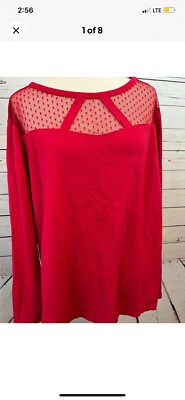 Nwot Lane Bryant Plus Size Shirt 18/20 Red Long sleeve tunic top Christmas