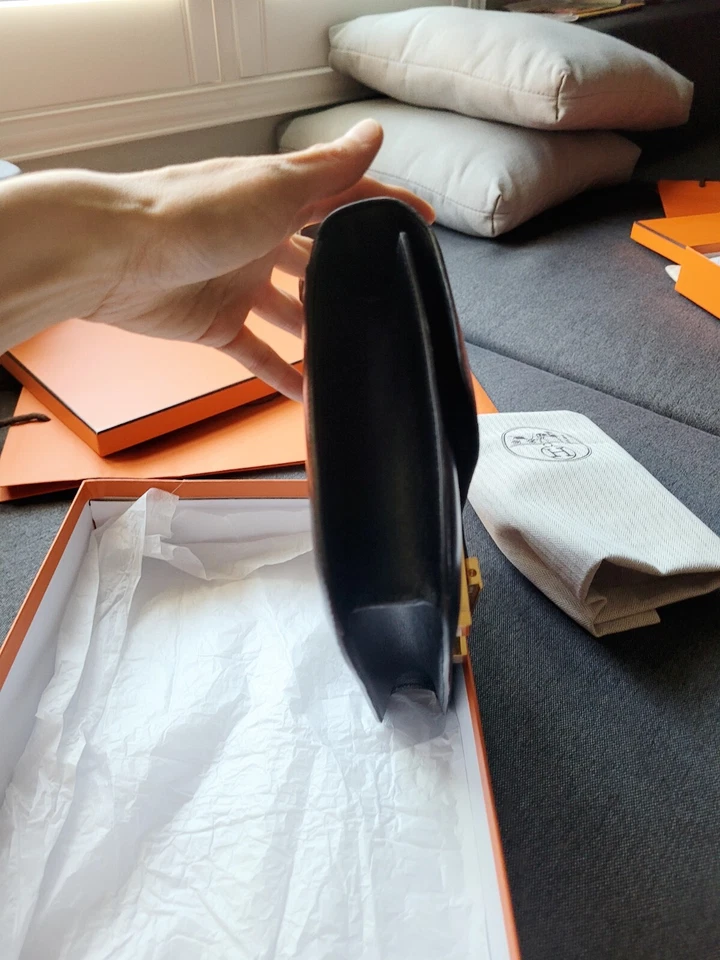 Bolso de Hombro Hermes Constance 23 Caja Cuero Dorado H Vintage Negro Foto 4 de 4