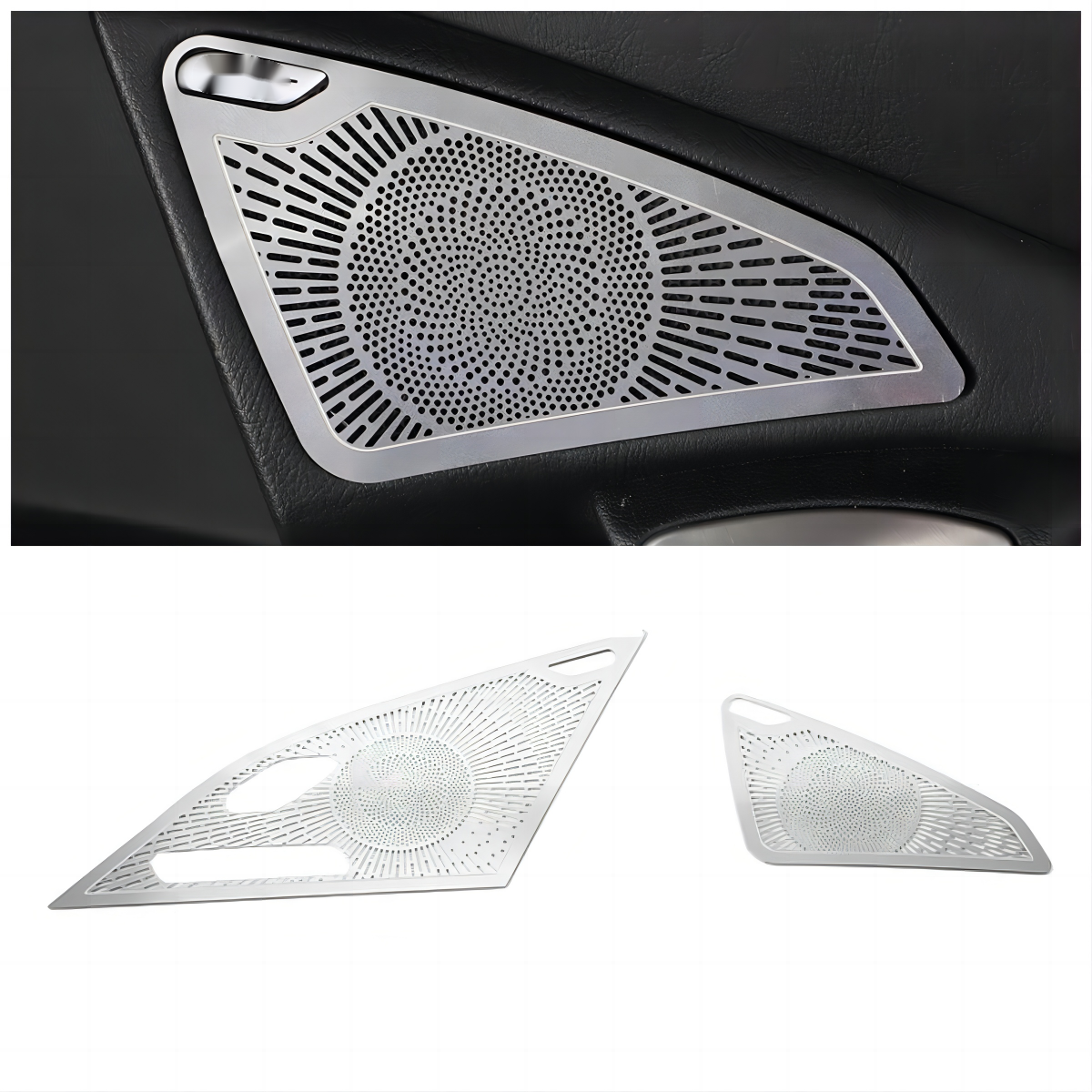 2PCS Chrome Steel Car Door Panel Speaker Cover Net Trim For Corvette C7