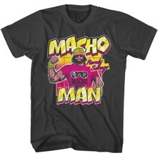 Macho Man Randy Savage Mens Wrestling T-Shirt 100% Licensed OH YEAH Smoke Cotton