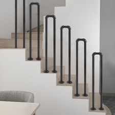 Retro Matte Black Stair Handrail Safety Non-Slip U-Shaped Support Railing USA