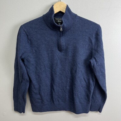 Banana Republic Zegna Baruffa Quarter Zip Blue Italian Wool