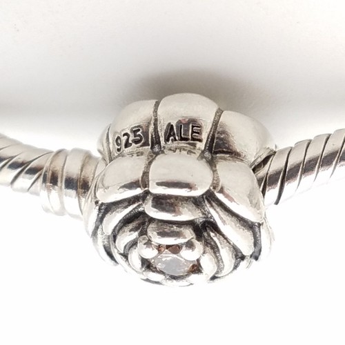 Bracciale Argento Sterling Pandora con 5 Cionondoli Stivaletto Orsacchiotto Fiori di Rosa - Foto 5 di 12