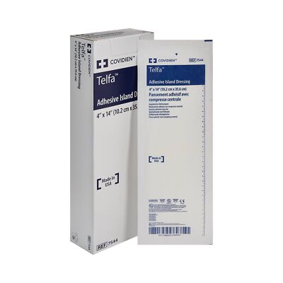 Telfa Adhesive Island Dressing 4'' x 14'' BX of 25