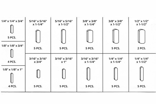 60 pc Keystock Bar Assortment SAE Square Key Stock Keyway Set - Picture 4 of 4