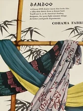 1946 Mid Century Design Cohama Fabric Bamboo Vintage Print Ad